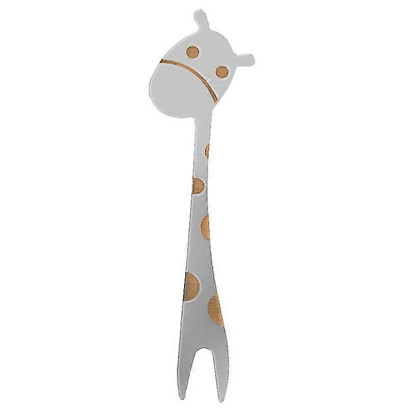 4pcs Dessert Fork With Cute Pattern Printing Stainless Steel Fruit Fork