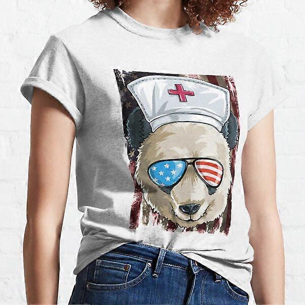 Nurse Panda US Flag στις 4 Ιουλίου Κλασικό T-Shirt-RK39563