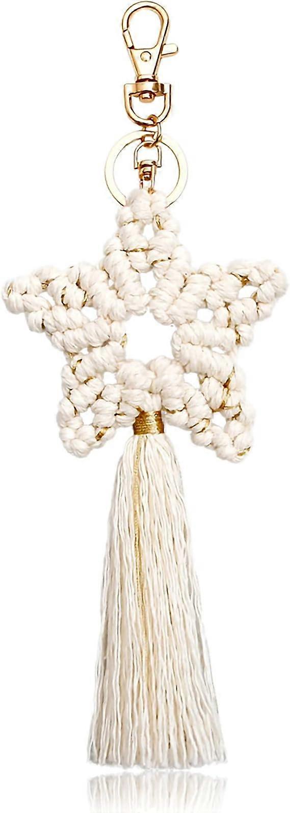 Keychain Handmade Boho Tassel Bag Charm Keychain Car Key Ring for Women