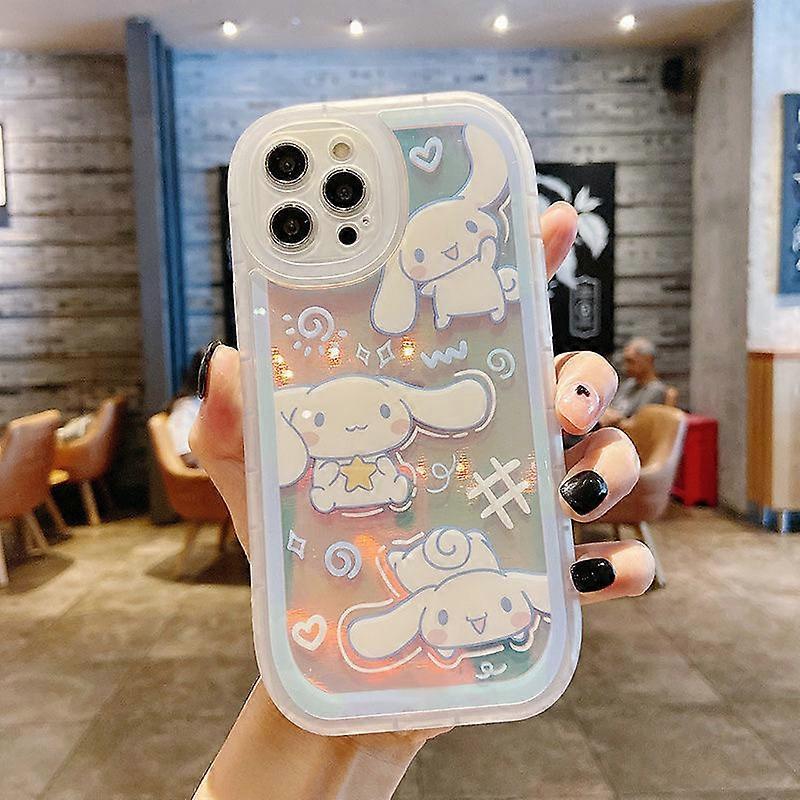 Sanrio Cinnamonroll Luxury Laser Phone Cases For iPhone 14 13 12 11 Pro Max XR XS 7 8 Plus SE Anti-drop TPU Soft Cover Girl Gift