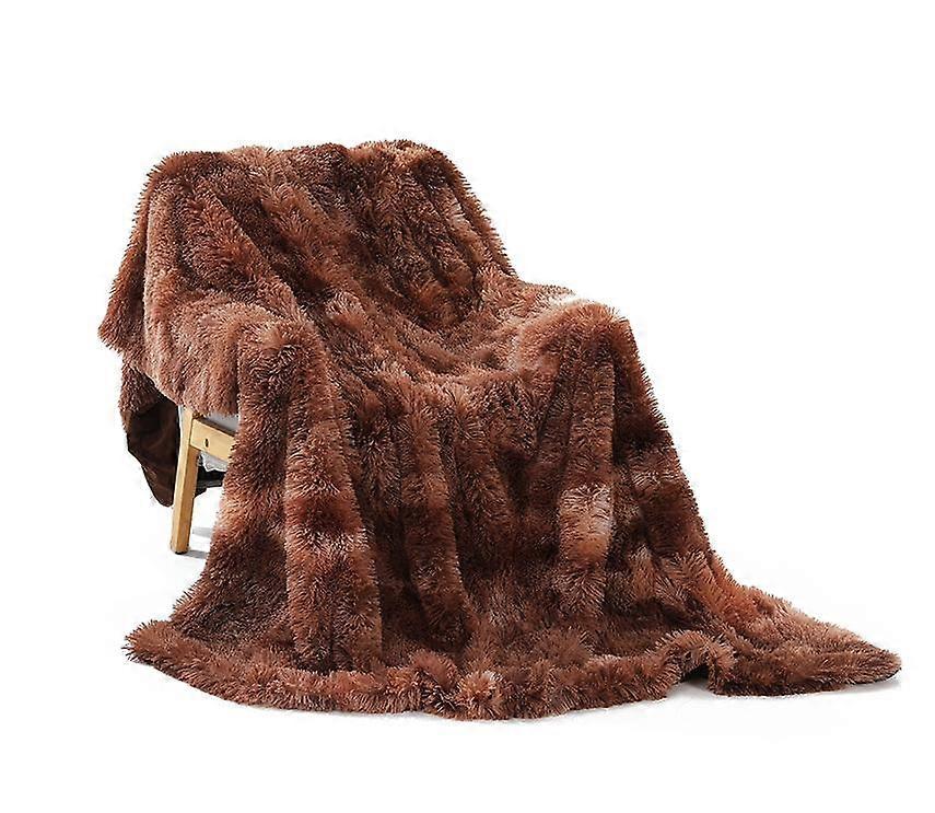 Comfort Faux Fur Double-Layer Tie-Dye Throw Fluffy Blanket