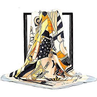 Silk Scarf For Women, Bandana Scarf With Colorful Leaf Pattern Silk Loving Large