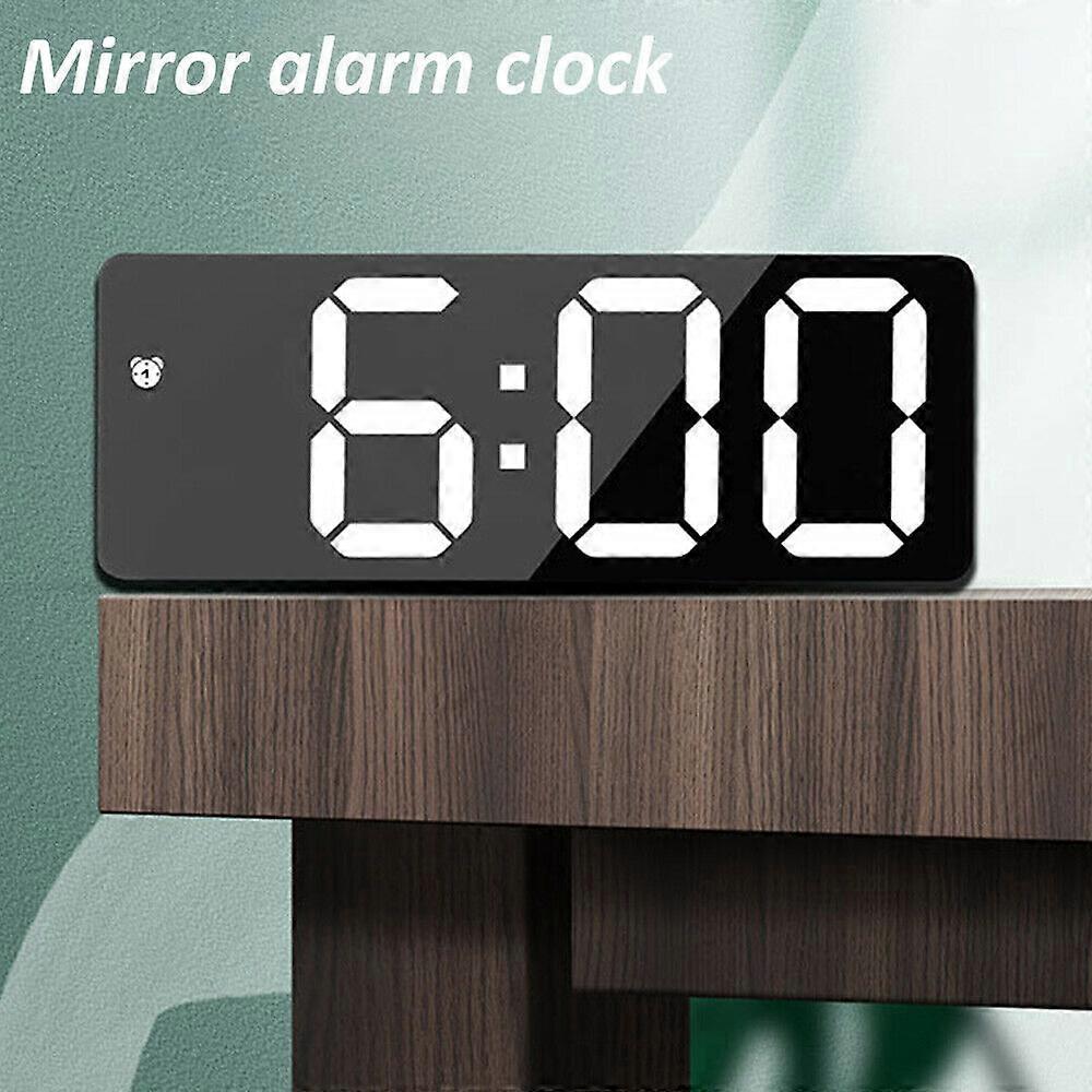 Digital LED Large Display Alarm Clock USB/Battery Operated Mirror Face Design