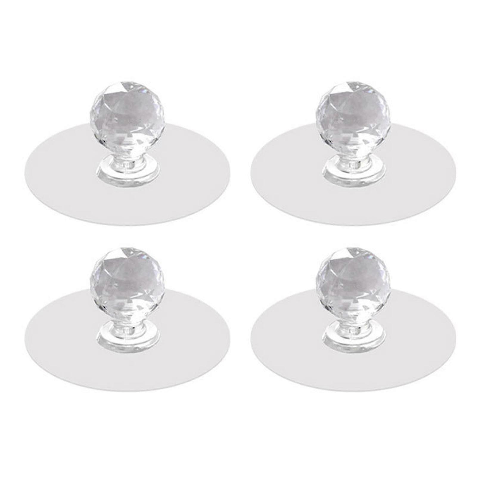 4pcs Hook Auxiliary Self Adhesive Diamond Shape Cabinet Wardrobe Drawer Handle Punch-free Removable Knobs Furniture Pulls