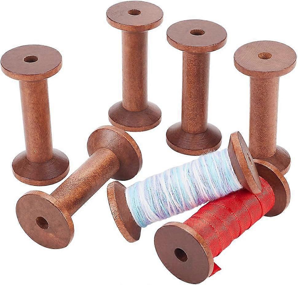 Wooden Spools 6pcs Empty Wood Thread Spools Sewing Bobbins Spools Craft for Jewelry Chain Wrapping Arts Crafts Thread Wire Weaving Ribbon Embroidery T