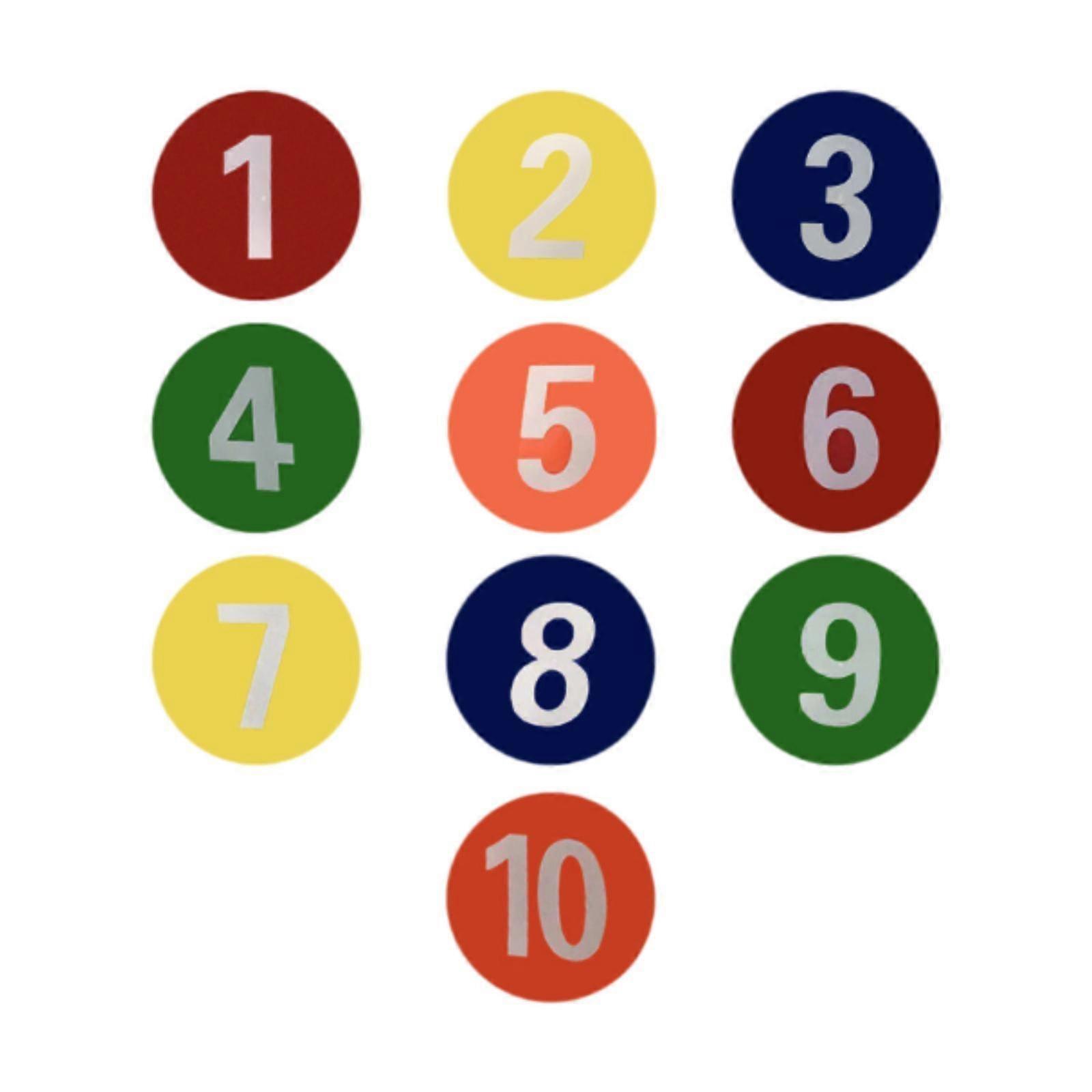 10x Numbered Spot Markers Flat Disc Markers for Exercise Activities Drills