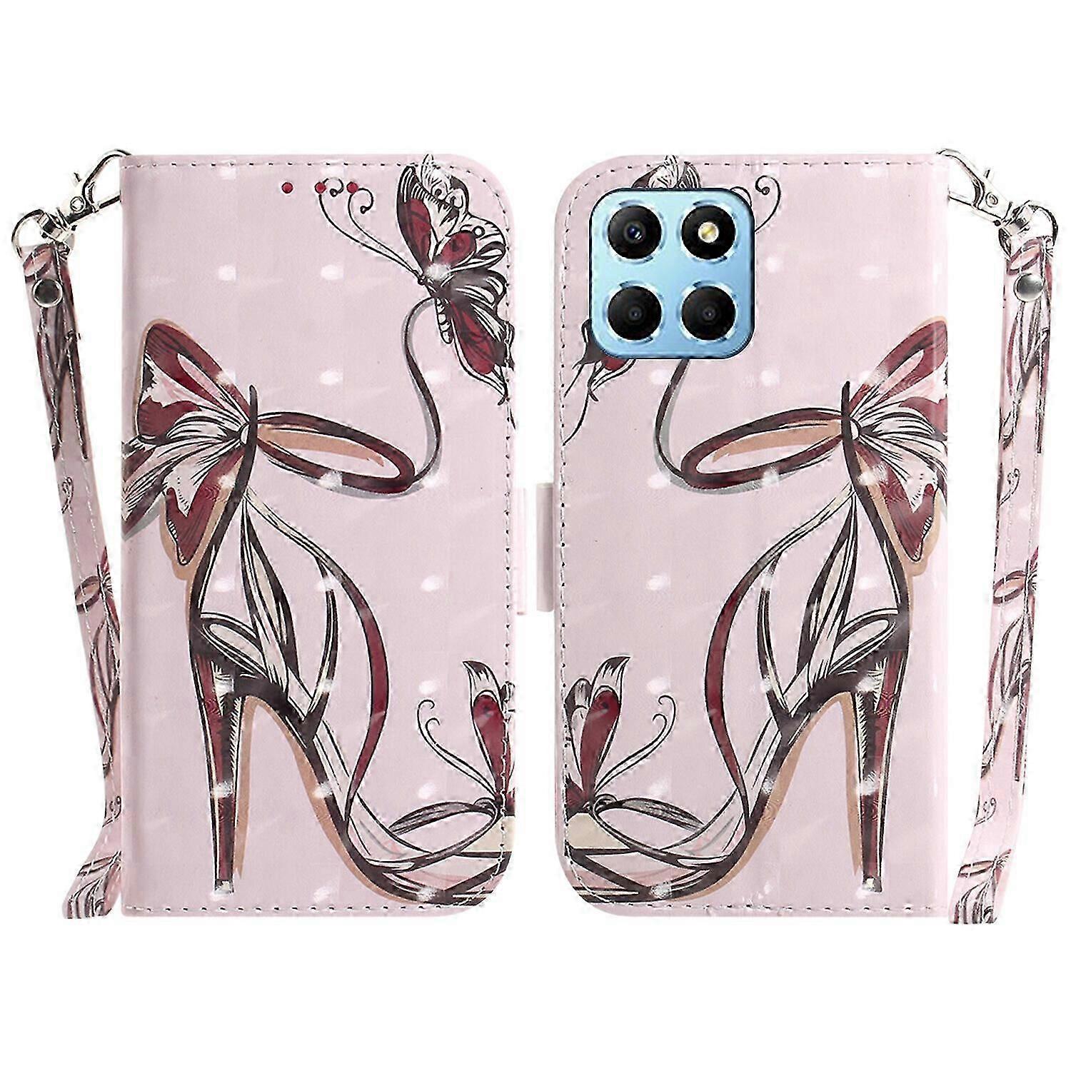 Compatible with Honor X6 3D Print Full Stylish PU Leather Wallet Bookstyle Magnetic Flip Case with Strap