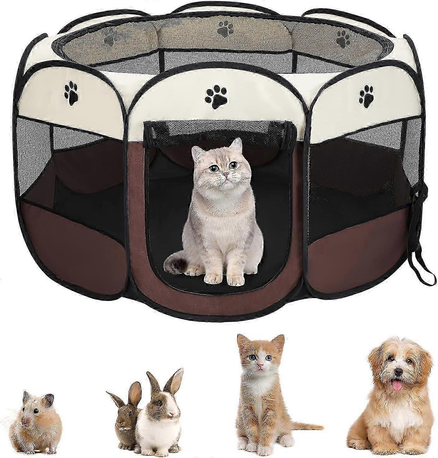 Φορητό Pet Playpen κουτάβι Playpen σκυλιών σκυλιών Playpen κλουβί κλουβί 74 x 74 x 43cm μαλακό ύφασμα πτυσσόμενο κατοικίδιο ζώο εσωτερικό υπαίθριο για το ινδικό χοιρίδιο χάμστερ κουνελιών