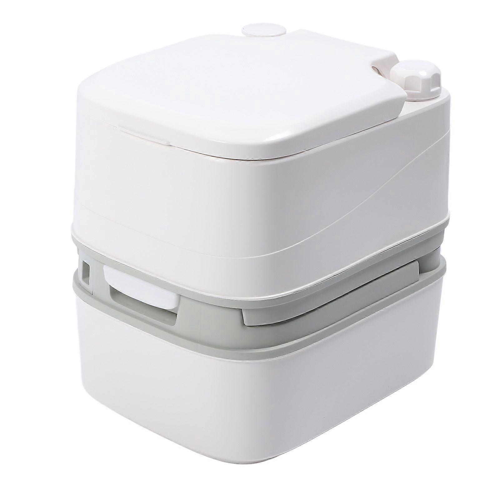 6.3 Gallons RV Portable Toilet with Piston Pump and Level Indicator Double Outlet Flush Travel Potty for RV Camping Hiking Boating White MK9542