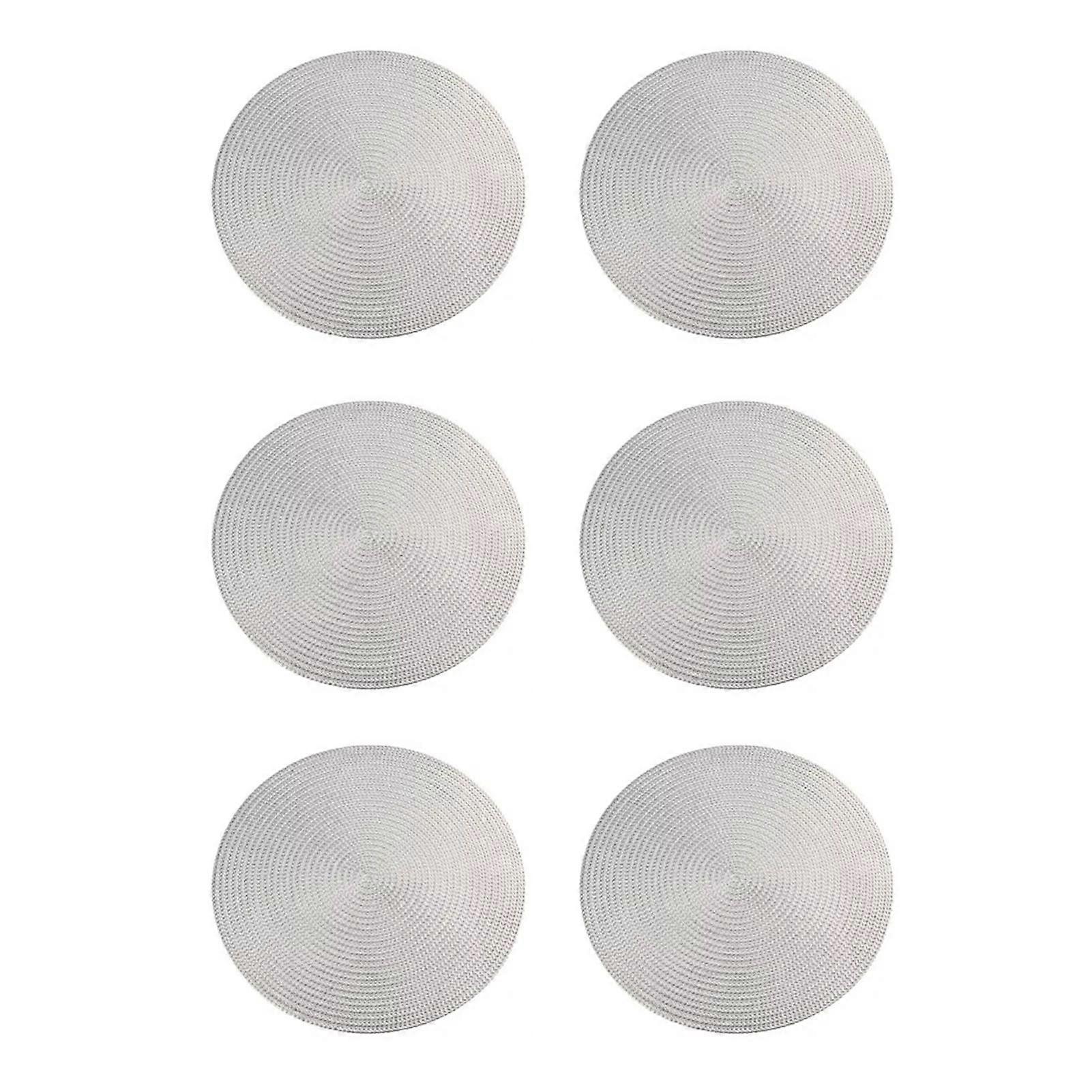 6 Pcs Round Placemats Heat Insulation Scratch Proof Table Mats