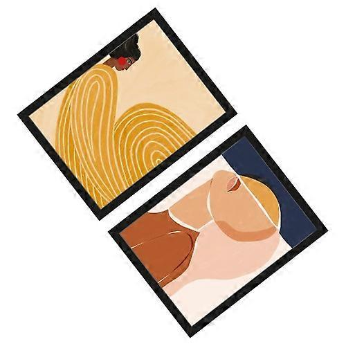 Bea Muller The Woman With The Yellow Stripes Half Sun & Half Face Framed Print Set (Pack of 2)
