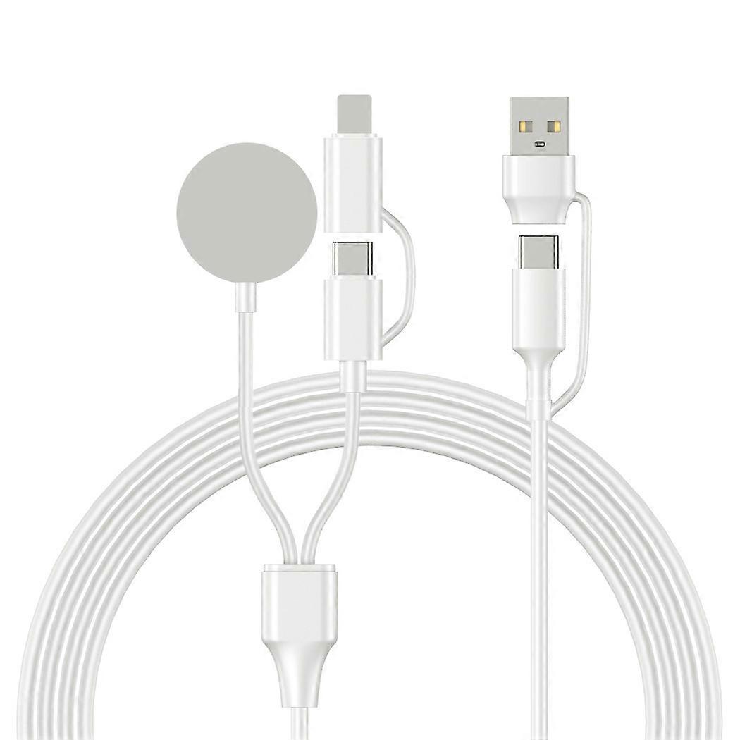 122cm USB/Type-C to Type-C/iP/Round Wireless Charging Dock for Apple Watch Splitter Charger-White