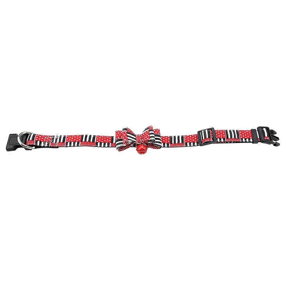 Soft Puppy Dog Collar with Bow Tie and Bell - Adjustable Pet Collar for Small to Medium Dogs, Cotton Material, Pink Color