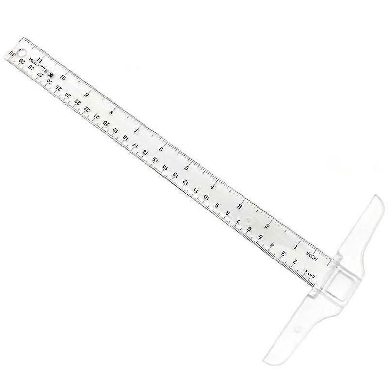 3 Pcs T-Square, 30cm Transparent Plastic Ruler T-Ruler, Junior Academic T-Ruler, Double Scale Measuring Scale Drafting Tool General Drawing for Child
