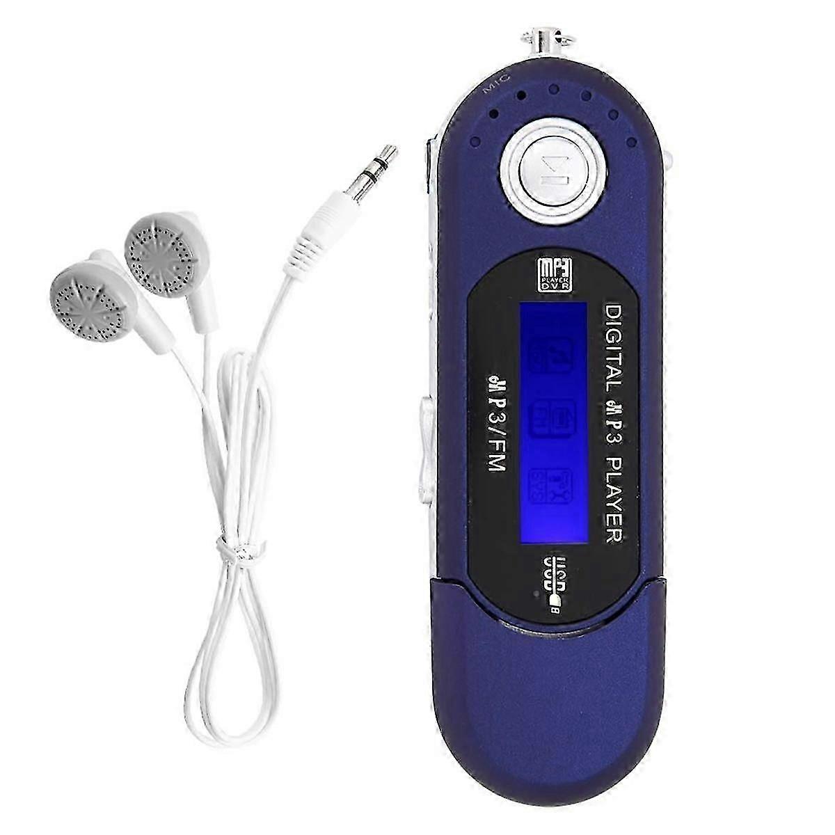 MP3 Player with Earphone 8GB, Portable Music MP3 USB Player with LCD Screen FM Radio for Walking Running (Blue) js