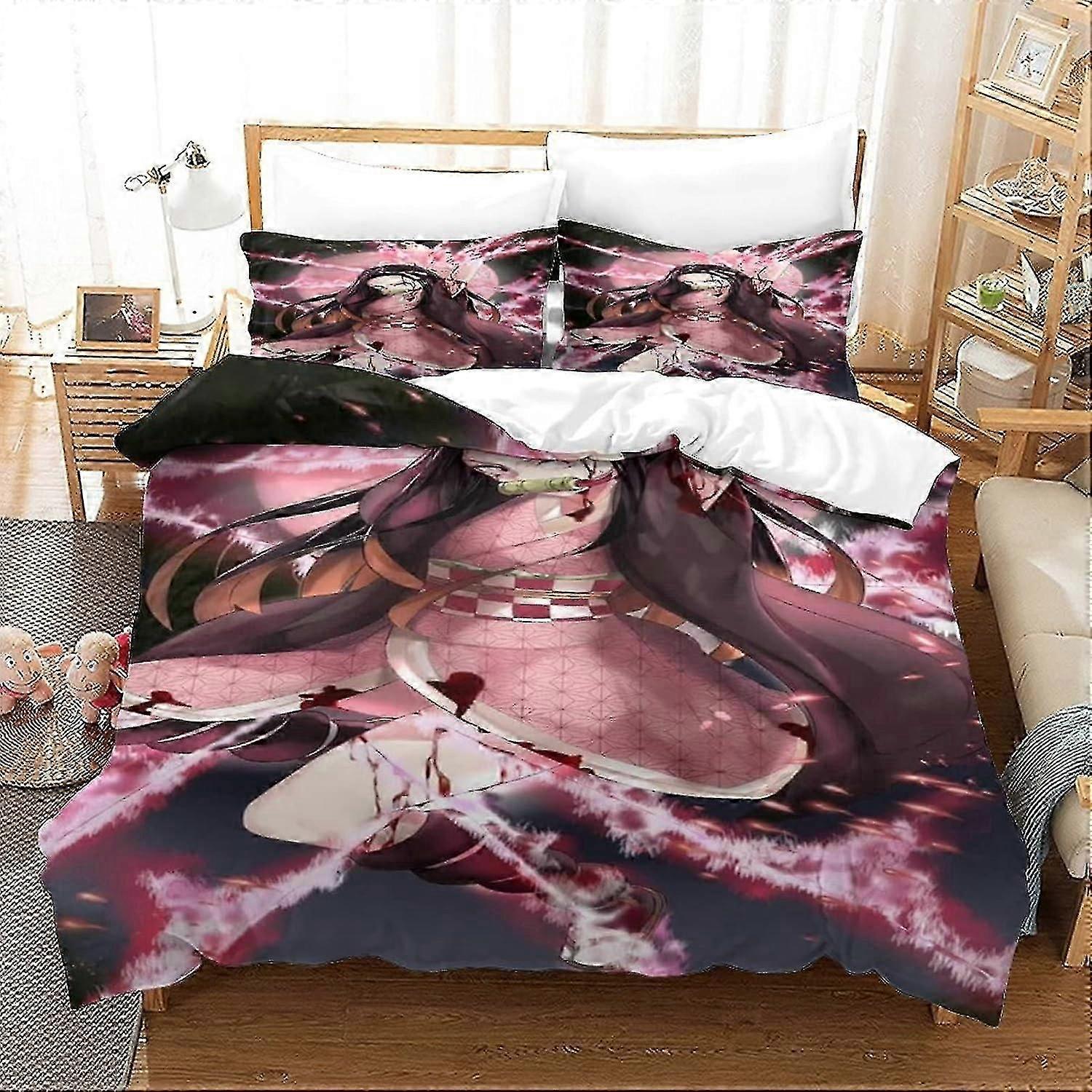 o3644 Lençóis ALAIYO Ghost Slayer 3D Capa de Edredão Conjunto de Cama Para Meninos Meninas Capa de Edredom Ultra Macio 3D Colcha de Microfibra Capa de Colcha Com Zíper