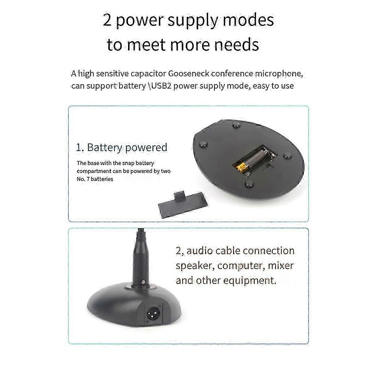 Mini Studio Speech Microphone with Doorbell Tone Gooseneck Wired Microphone Flexible for Computer D