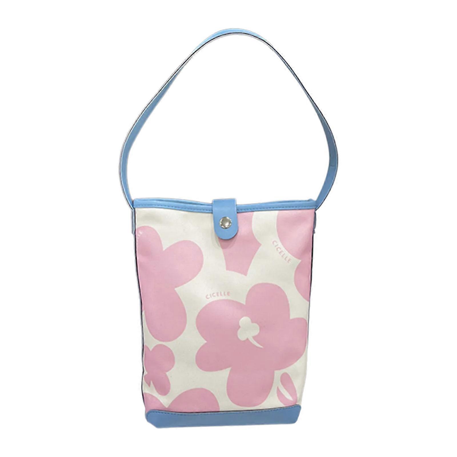 Elegant Bucket Patterned Handbag Spacious PU Leather Carryall Large Capacity Shoulder Bag Underarm Bag For Everyday Use  Pink