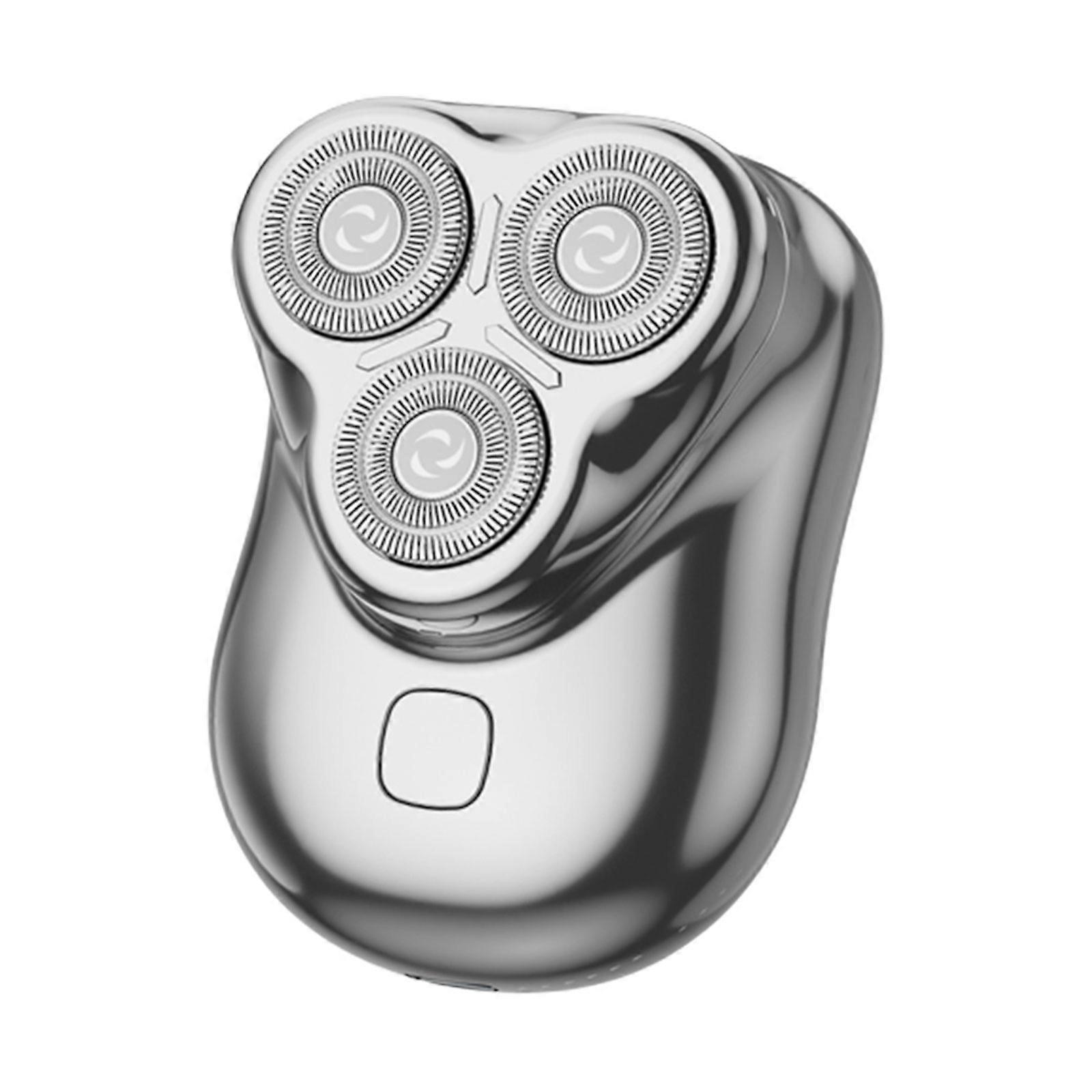 Powerful Electric Shaving Machine with Floating Heads Washable Small Beard Shaver Suitable for Office and Travel Silver