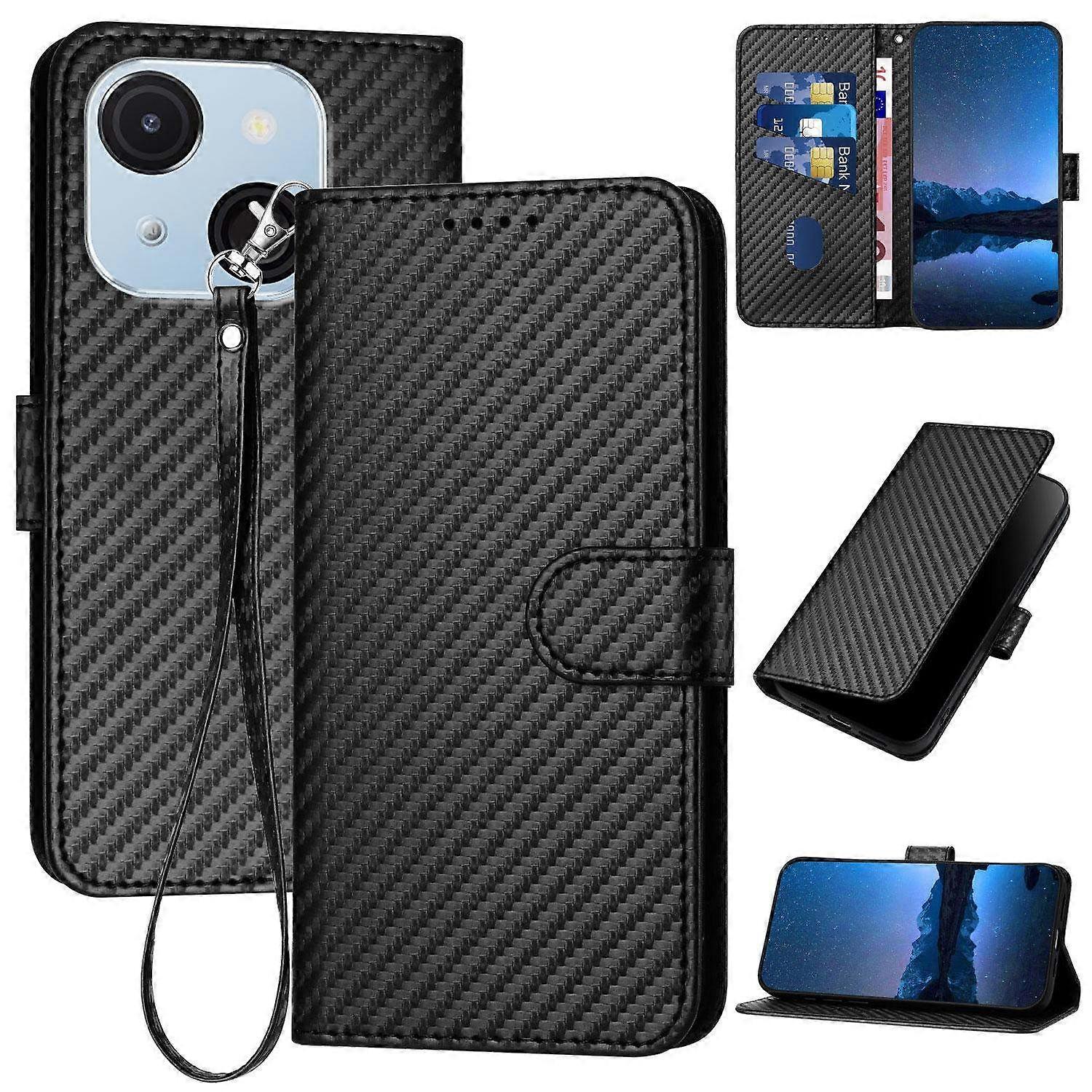 Carbon Fiber Leather Case For Itel A50C