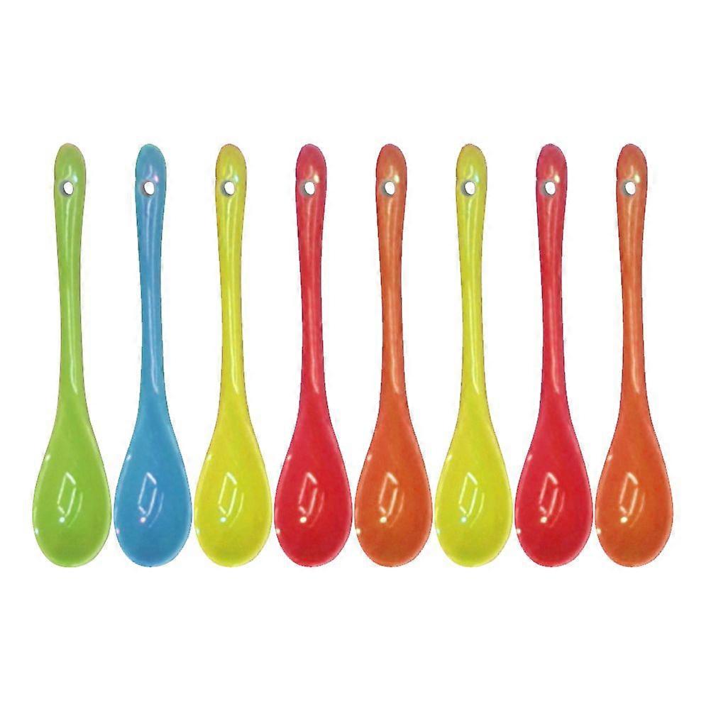 8pcs 13cm Ceramic Spoon Multi-function Coffee Scoop Tea Spoon Tableware for Home Restaurant
