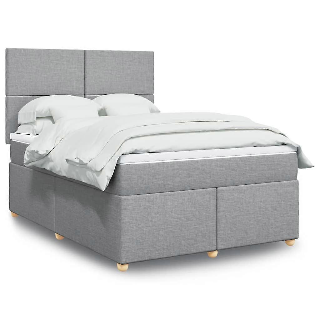 Boxspringbett mit Matratze Hellgrau 140x190 cm Stoff