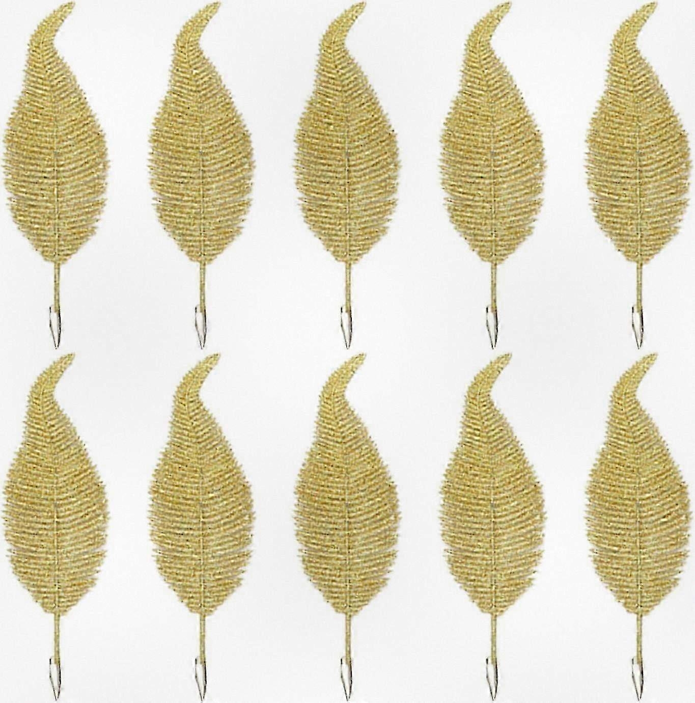 Set of 10 Glittered Artificial Poinsettia Leaves - Festive Holiday Decorations for Trees