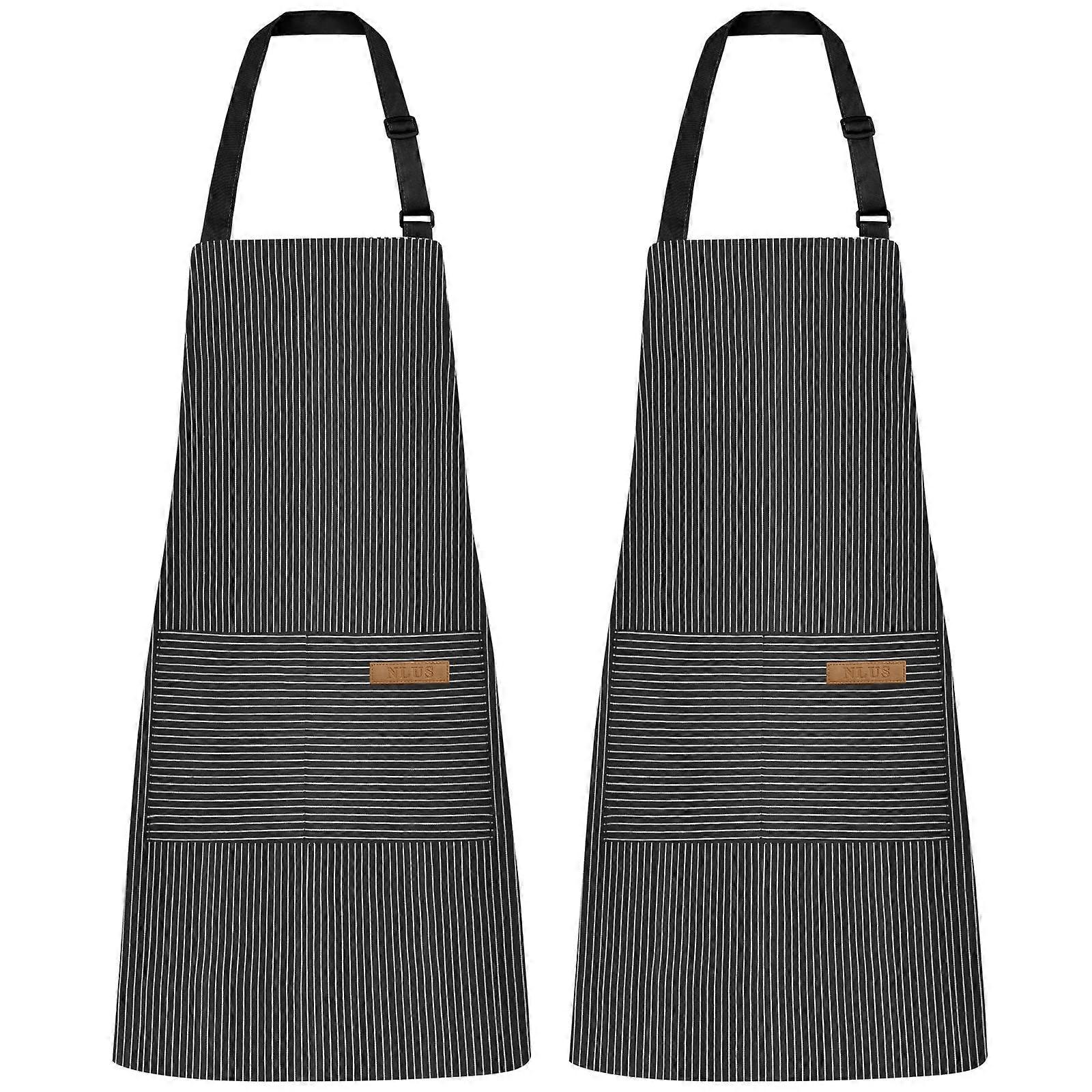 Adjustable Bib 2-Pack Soft Chef Kitchen Aprons For Cooking