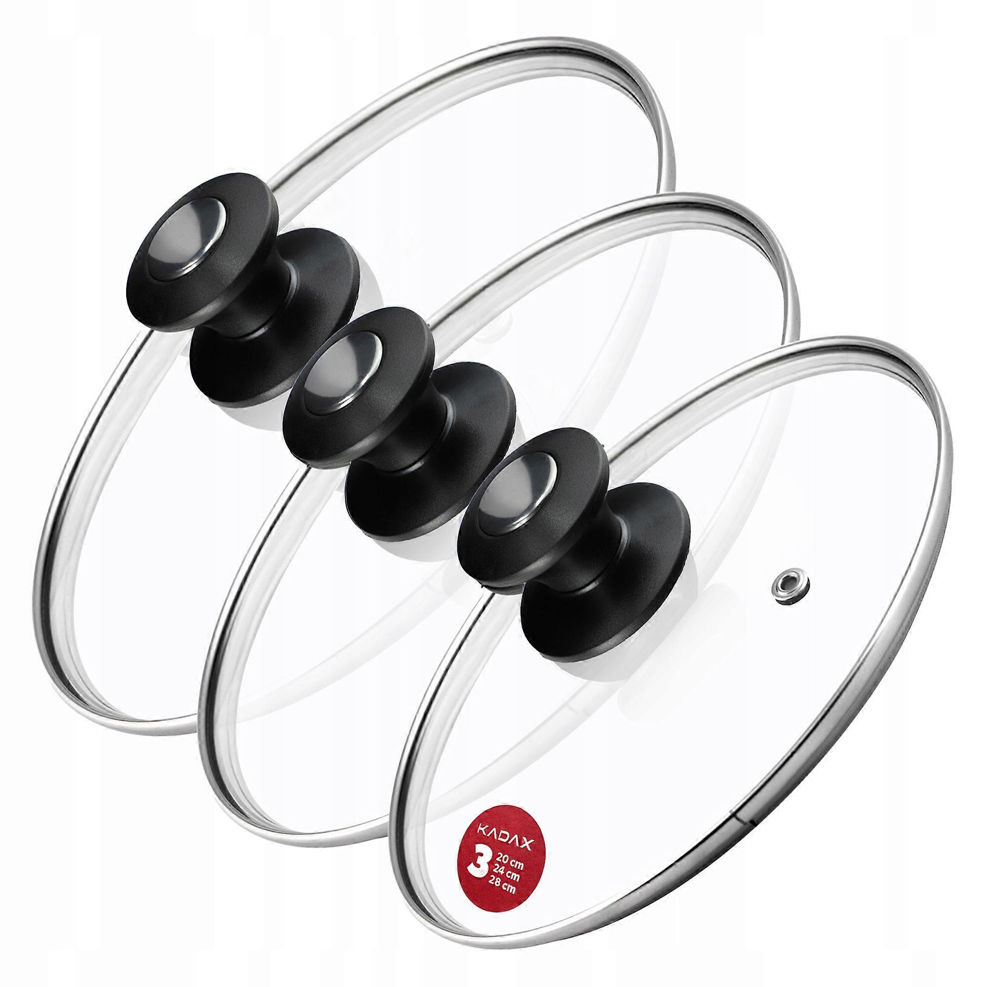 KADAX Ensemble de couvercles en verre 20/24/28cm