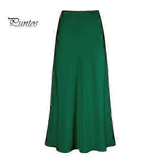 Fusta maxi de primavara de vara femei talie inalta textura matasos fusta lunga culoare solida neted satin coada de peste fusta lunga