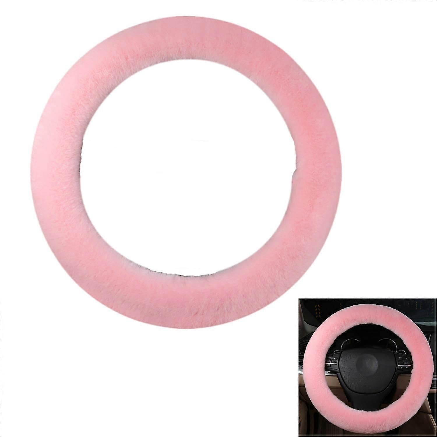 Vehicle Steering Wheel Cover Plush Material Universal Fit Winter Car Accessory