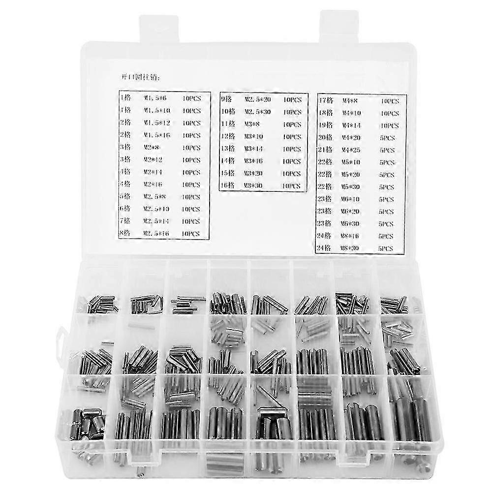 280Pcs Stainless Steel Spring Pin Tension Elastic Cylindrical Cotter Pins Set M1.5 M2 M2.5 M3 M5 M6