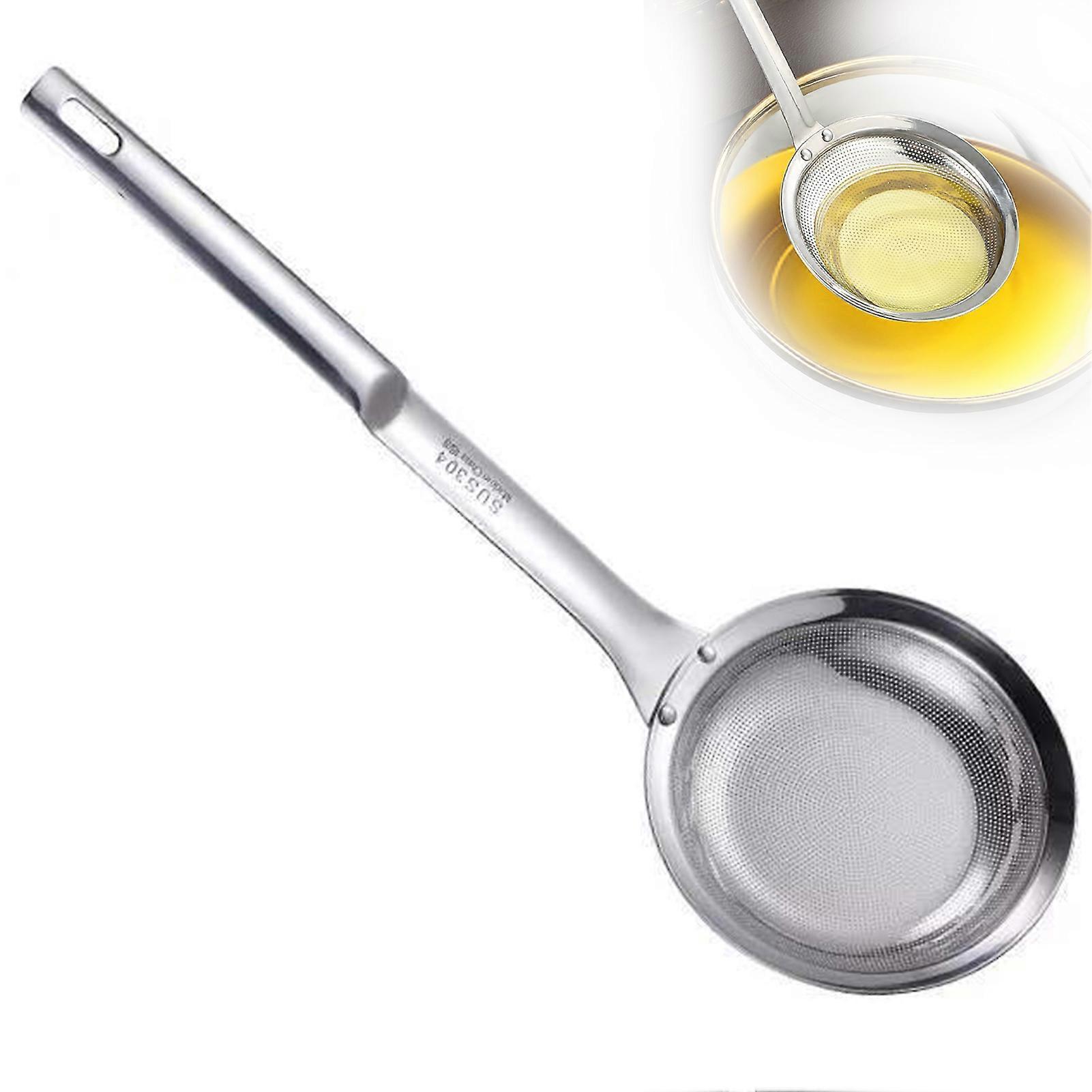 Fine Mesh Stainless Steel Colander Premium Smooth Texture Spoon with Long Handle
