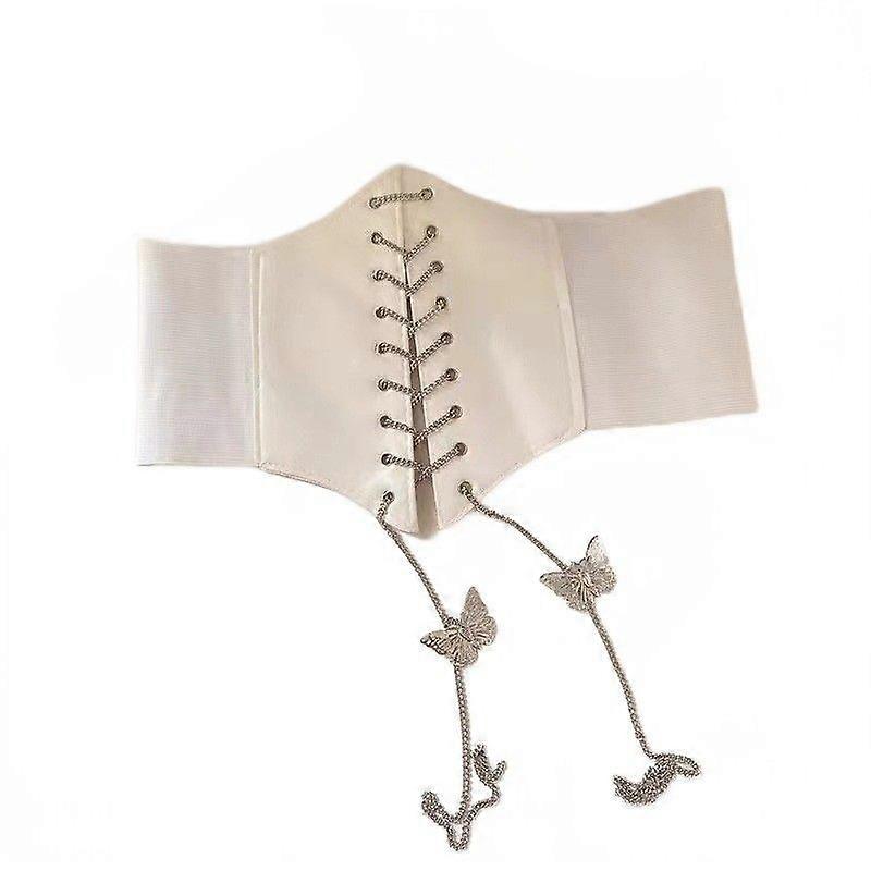Single loop bow white adult women's suit belt