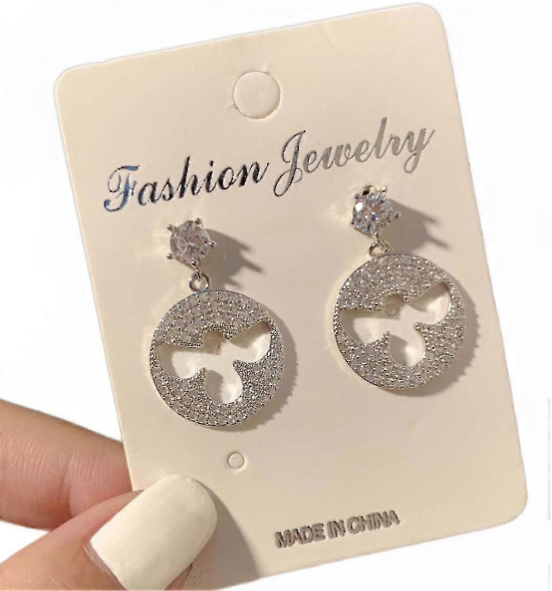 (runde Cutout Diamond Øreringe