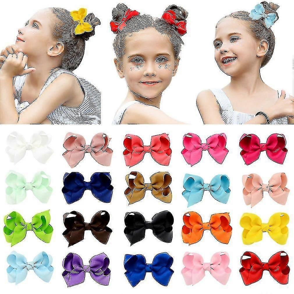 20 pezzi Multi-colored Grosgrain Nastro Capelli Clips