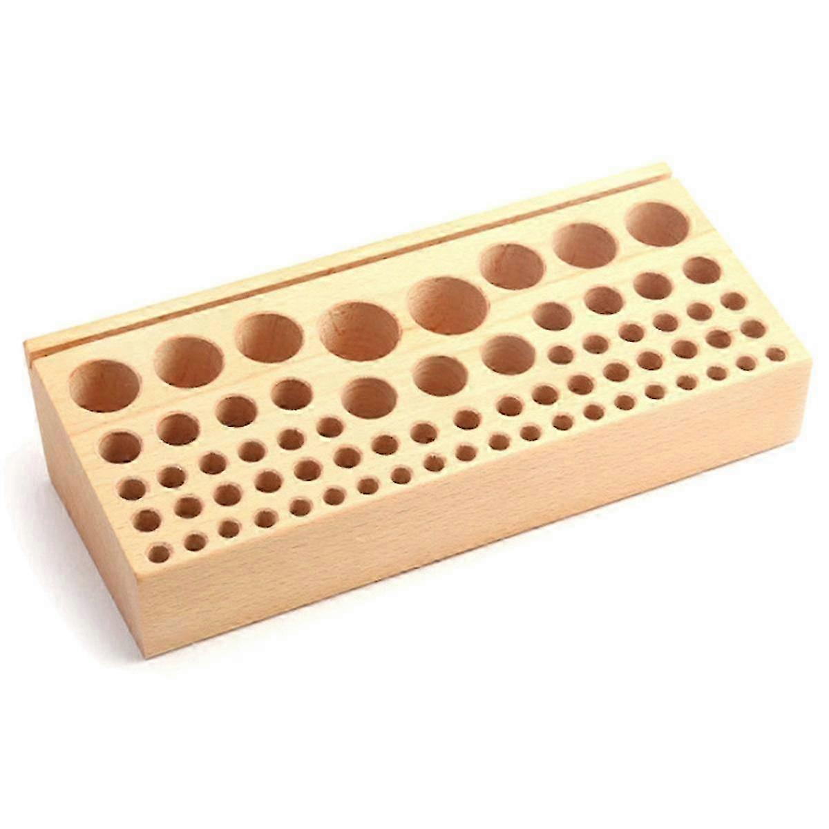 Beech Wood 68 Hole Tool Rack, DIY Manual Tool Organizer for Workshop Table Storage
