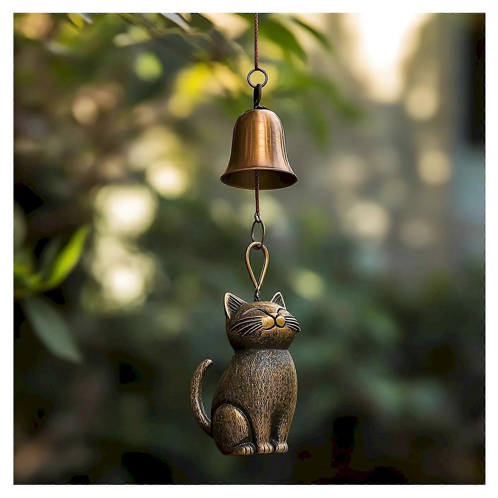 Cat Wind Chime 2025 New Cat Garden Decor Outdoor Statue Themed Chimes For Cat Lovers Women Hanging Memorial Ornaments Windchimes Bell