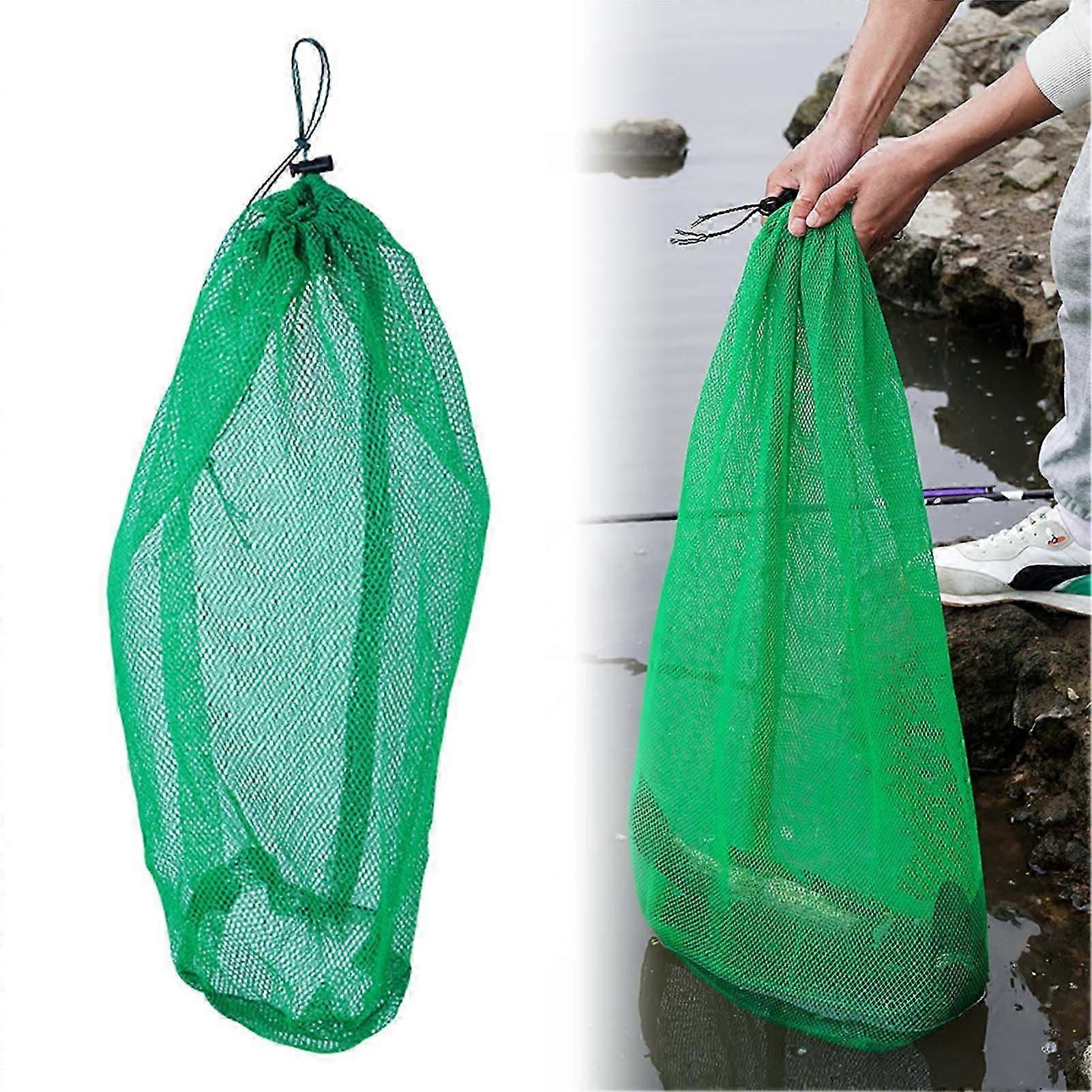 10-Pack Fishing Net Bag Compact Size Useful Green Folded Fishing Traps Suitable for Emergency Fish Landing Net