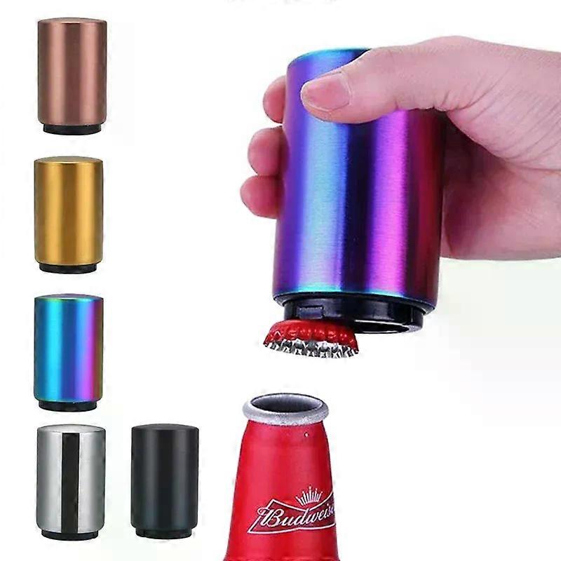 Beer Bottle Magnetic Opener Stainless Steel Down Push Automatic Open Corkscrews