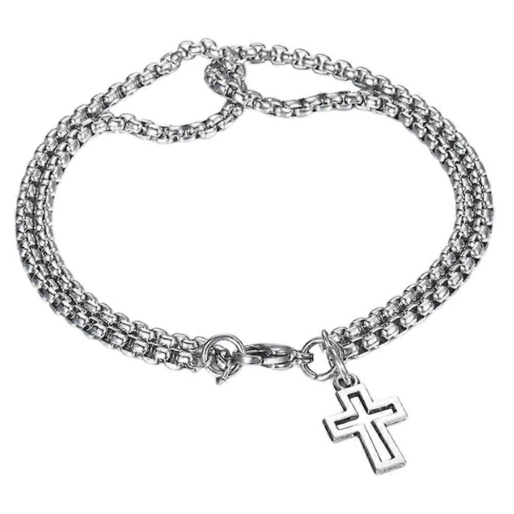 Here's a refined product description for a **Men's Stainless Steel Cross Bracelet** that highlights its style, quality, and versatility for daily