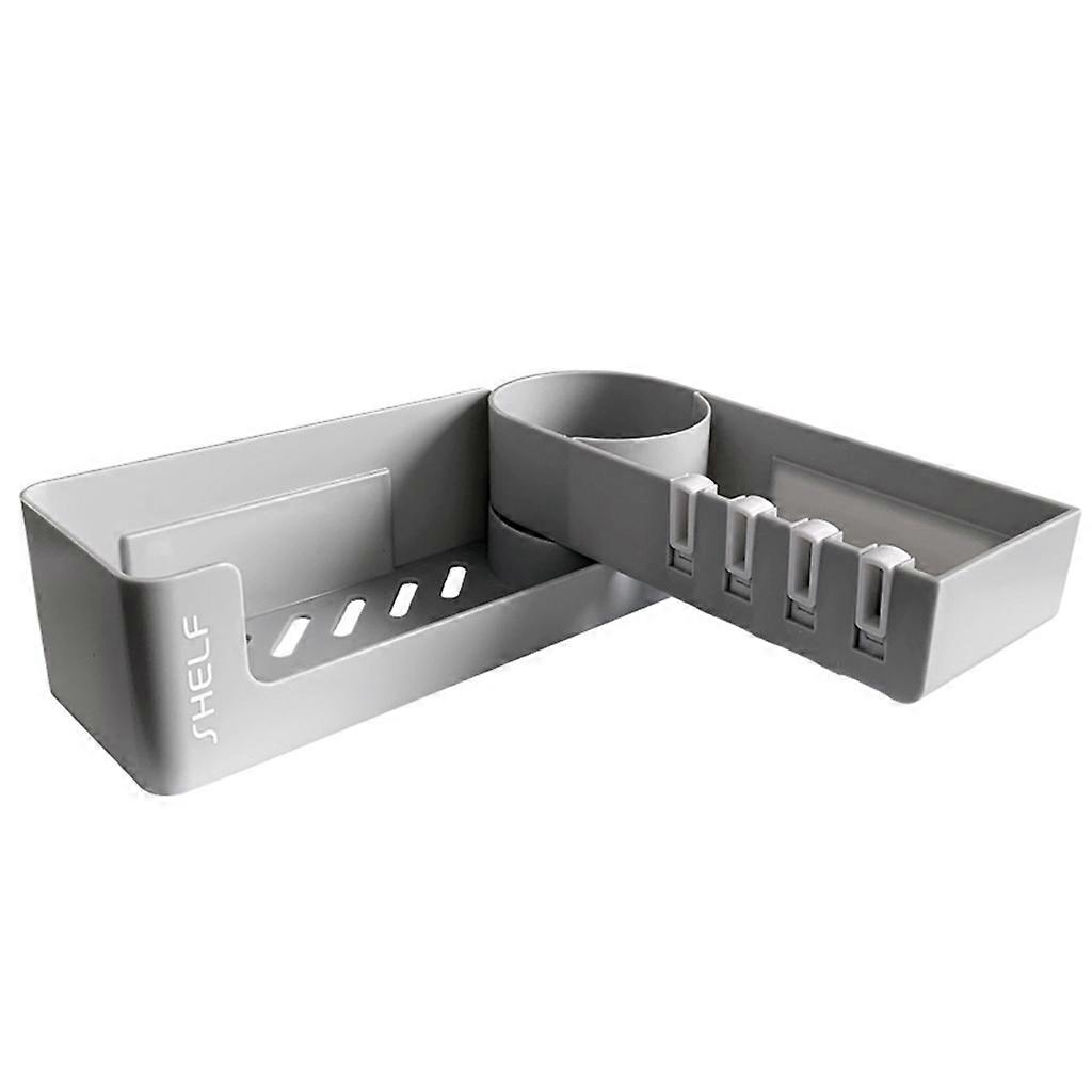 for Creative Bathroom Shelf Rack Rotate 180° Punch Free Durable and Stable Not Easy to Fall or Break Strong Load Bearing Gray and White