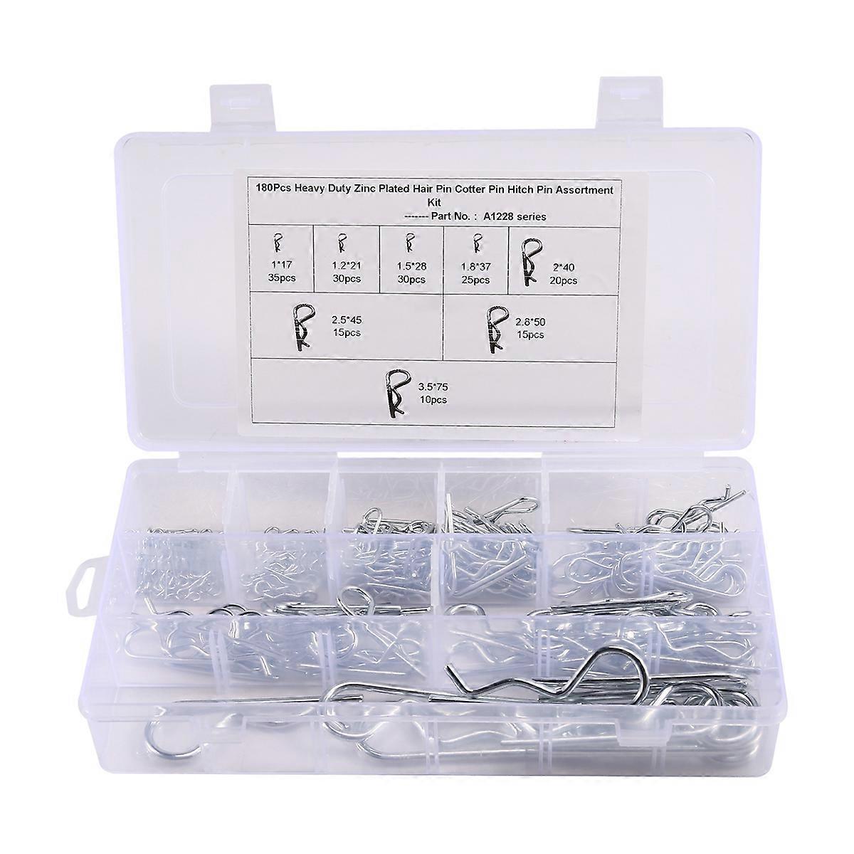 180 Pcs A1288 Split Galvanized R-Type Latch Bolt Cotter Pin Lockpin R Shape Cotter Pin