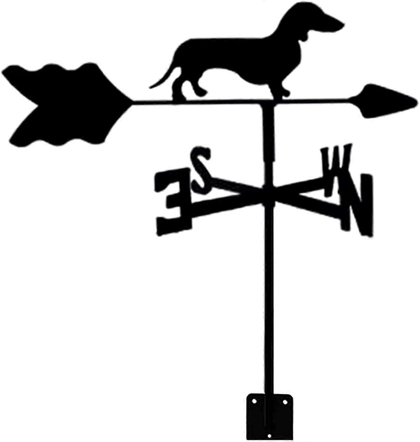 Weather Vane Weather Vane Wind Direction Indicator Dog Dachshund Hollow Carved Design Stainless Steel Wind Direction Metal for Garden Backyard Roof