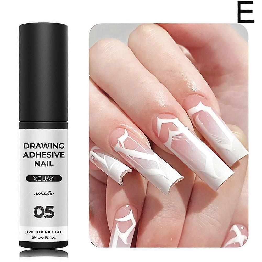5ml Metal Wire Glue 05 (White) (E)$ Nail Art Metal Wire Glue High Density Edge Painting Glue Metal Glue Phototherapy Nail Glue 5ml