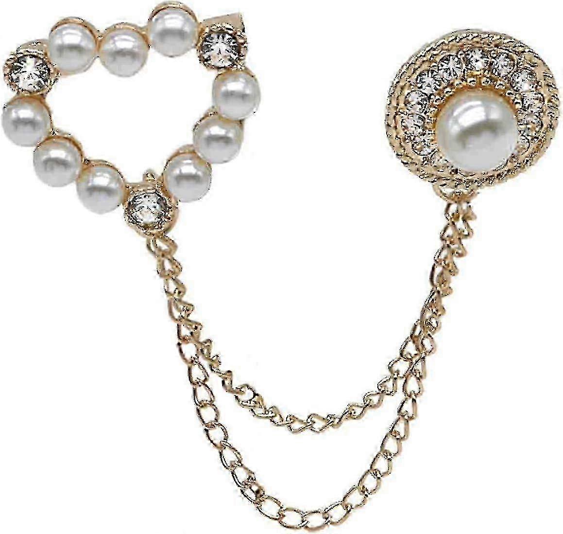 ゴールドシルバーメッキローズフラワーバイオリンスターブローチピンクリスタルチェーン付き