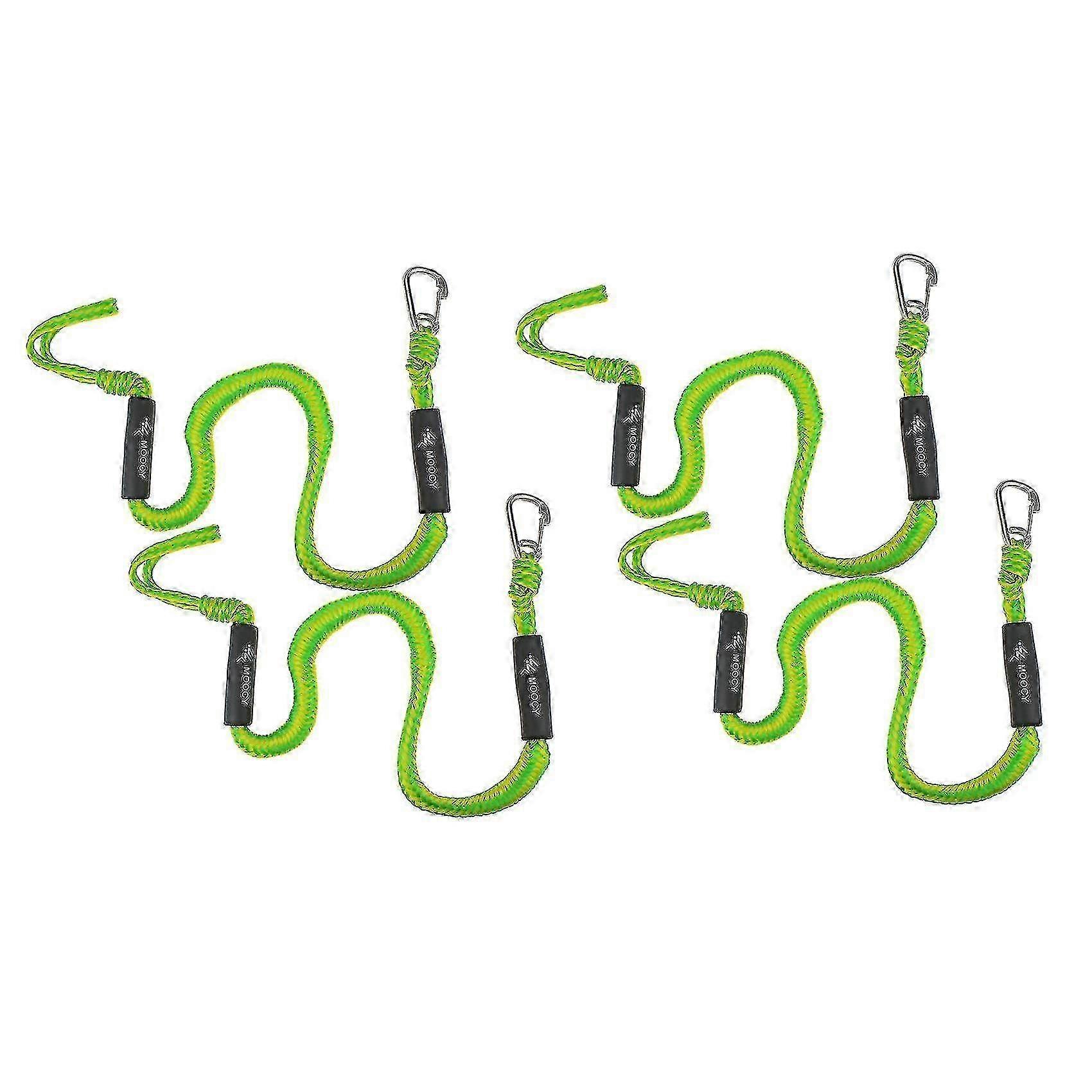 4-Pack Heavy Duty Bungee Dock Lines with Hooks, Elastic Mooring Rope for Boats, Pontoon, Jet Ski, Kayak