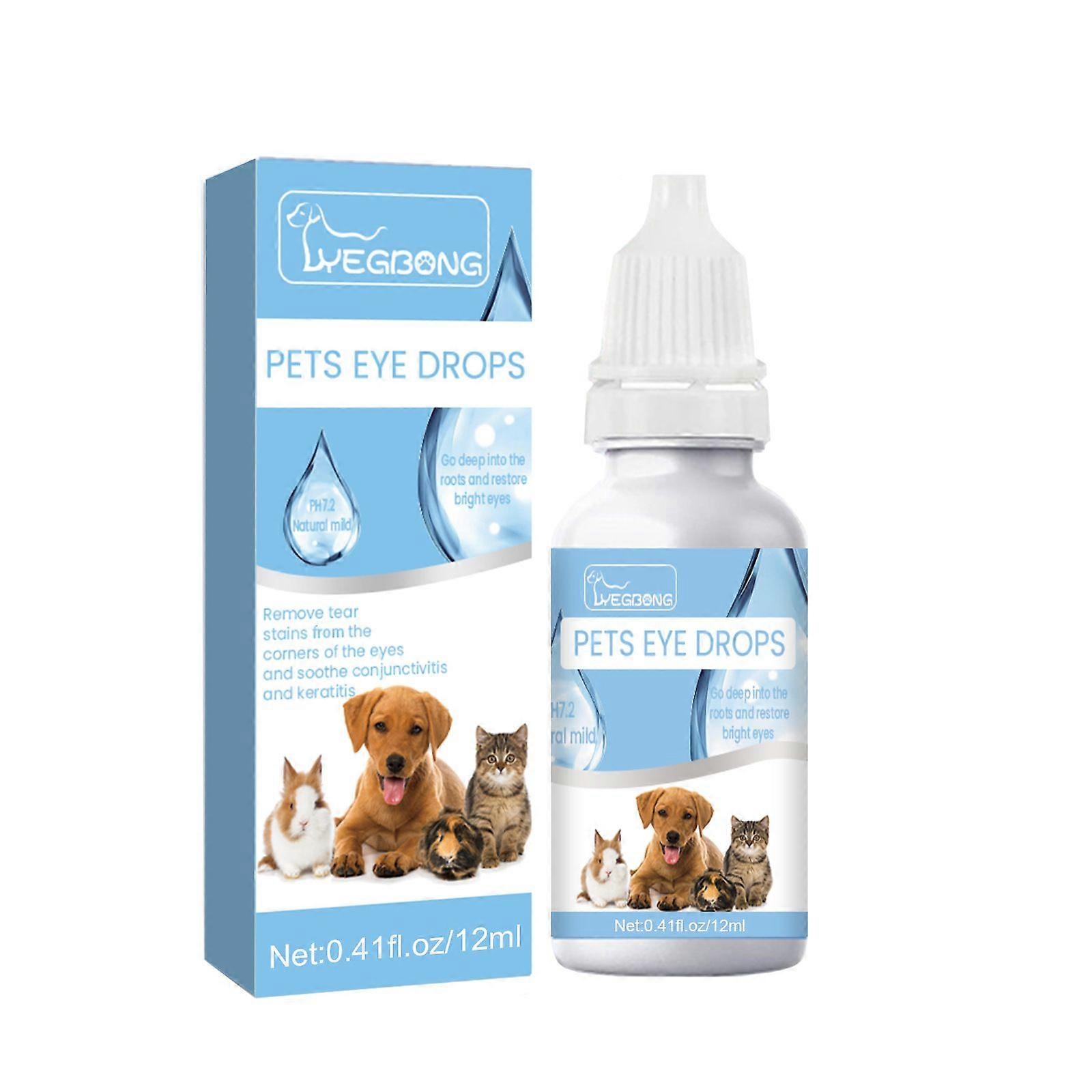 Dog Eye Care - Eye Wash Solution for Dogs, Gentle Tear Stain Remover & Eye Drops, 12ml Pets Eye Drops, Deeply Penetrate to Restore Bright Eyes for Dog