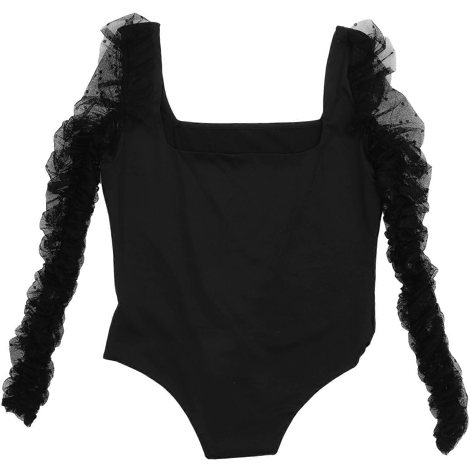 Woman Bodycon Jumpsuit Black Short Bodycon Jumpsuits Costume Long Sleeve Party Club 1Set