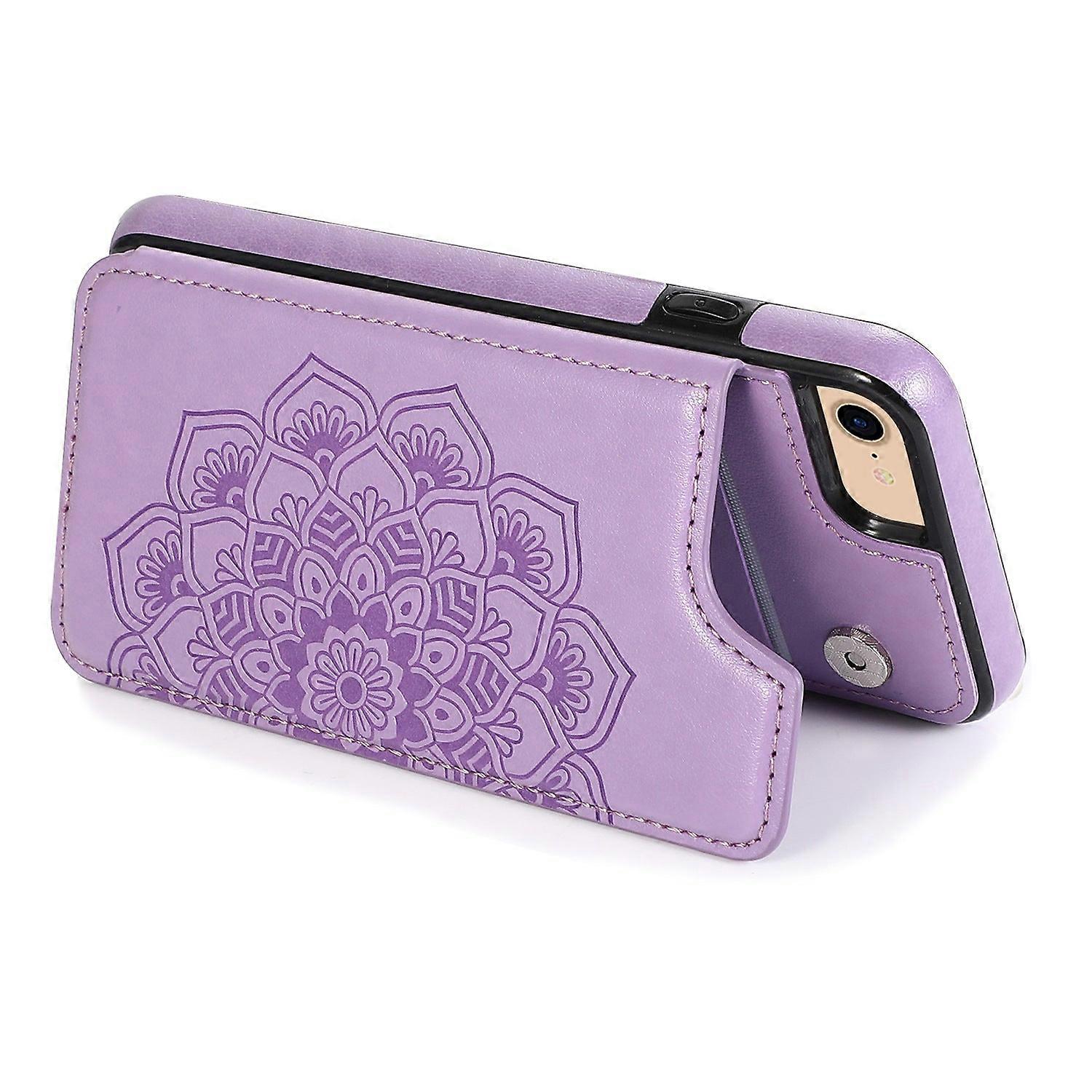 Case For Iphone 13 Pro Max 6.7 Purple Leather Mandala Embossed